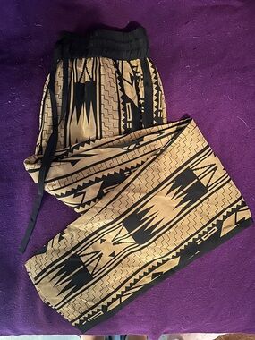 Amanda Uprichard Small Tribal Print Wide Leg Pull On Pants